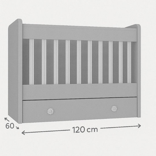 Beboulino Convertible Grey Aloe Crib With Drawer