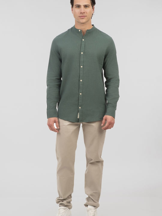 Long-sleeved Linen Shirt Forest Green