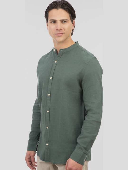 Long-sleeved Linen Shirt Forest Green