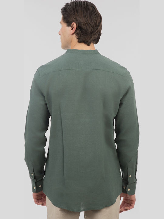 Long-sleeved Linen Shirt Forest Green