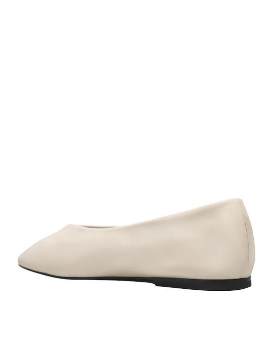 Synthetic Leather Ballerinas Beige