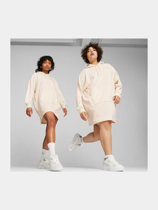 Classics Mini Αθλητικό Φόρεμα Μακρυμάνικο με Κουκούλα Off White