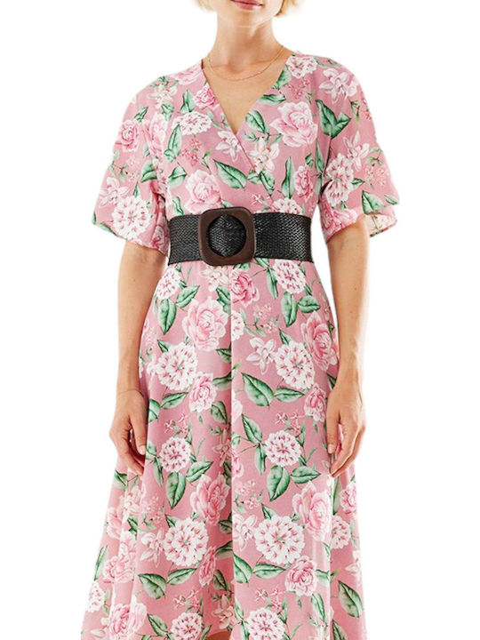 Rochie De Vară Pentru Femei Roz Midi Pentru Nuntă / Botez Roz Vechi