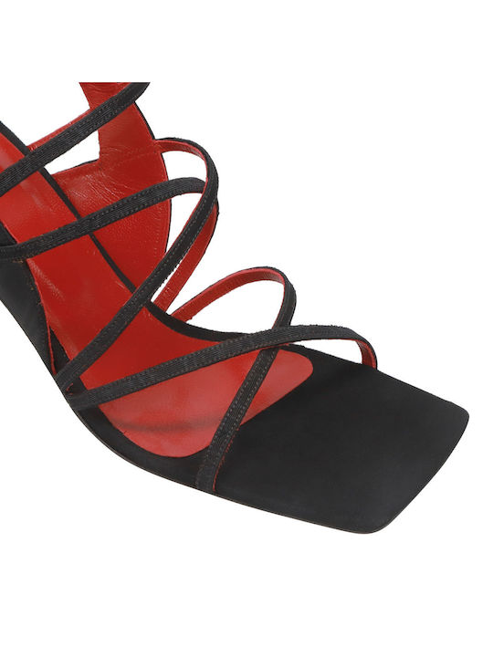 Stoff Sandalen Schwarz