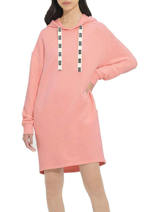Aderyn Mini Damenkleid mit Kapuze Rosa Opal