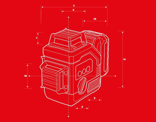 Flex ALC 3 360-G R Γραμμικό Αλφάδι Laser Πράσινης Δέσμης 12V με Εύρος Εργασίας 100m