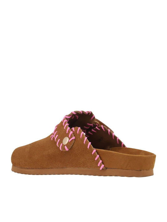 Flat Mules in Tabac Brown Color