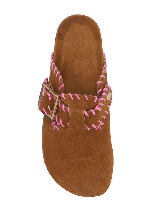 Flat Mules in Tabac Brown Color