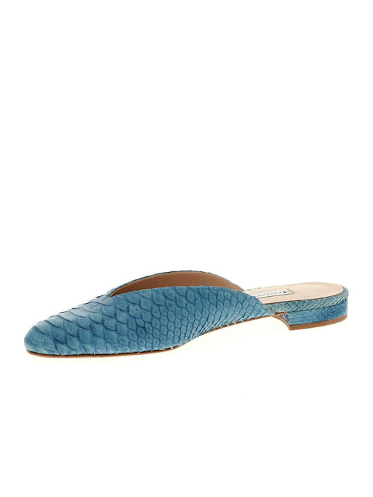 Flat Mules in Light Blue Color