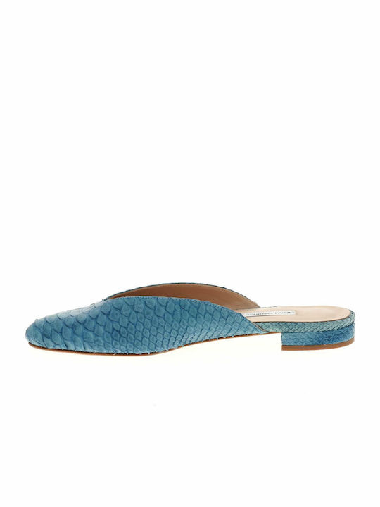 Flat Mules in Light Blue Color