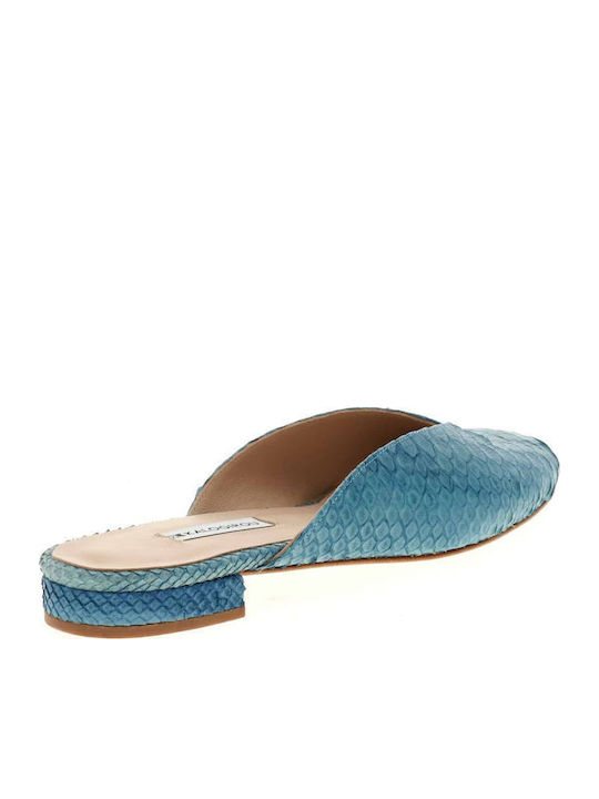 Flat Mules in Light Blue Color