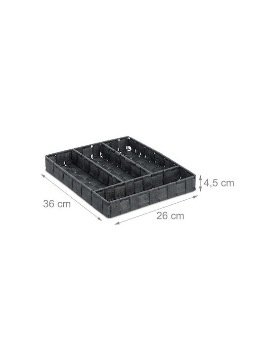 Relaxdays Drawer Cutlery Tray Plastic 36x26x4.5cm Grey