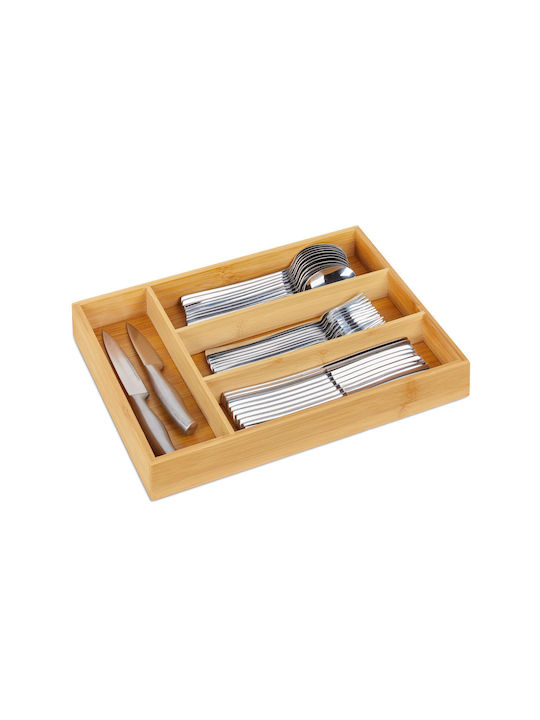 Relaxdays Tăvi Pentru Tacâmuri De Sertar Din Lemn 35.5x26x5cm Bej