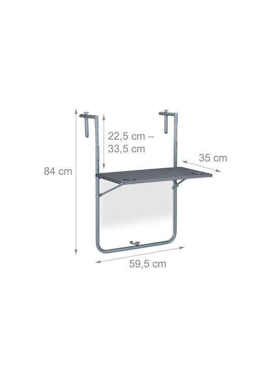 Metal Masa pentru spații exterioare mici Gri 59.5x60cm