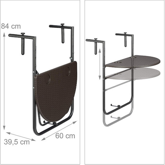Metal Masa pentru spații exterioare mici Pliabil Maro 84x60x63buc
