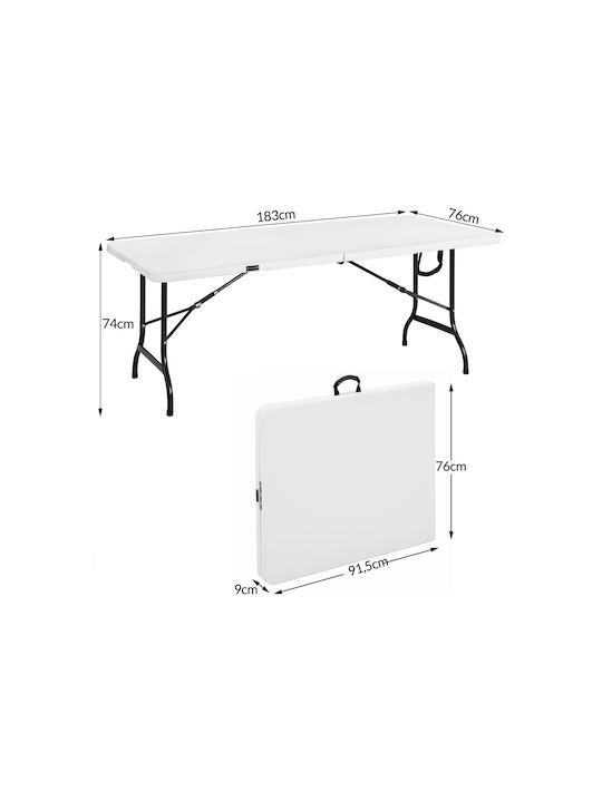 Plastic Masa pentru spații exterioare Pliabil Alb 183x76cm