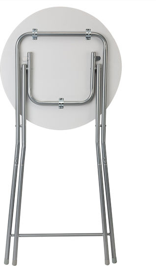 Masă Catering pentru Spații Mici Exterioare Pliabilă Marmură cu Ramă Metalică Albă 60x60x7cm