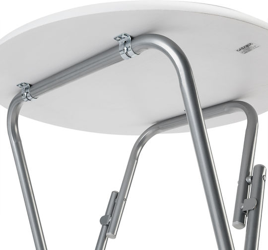 Masă Catering pentru Spații Mici Exterioare Pliabilă Marmură cu Ramă Metalică Albă 60x60x7cm