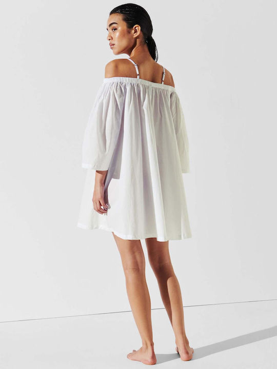 Summer Mini Shirt Dress White