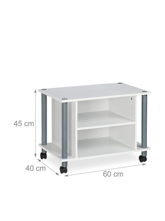 TV Stand with Wheels White M45xW60xH40cm