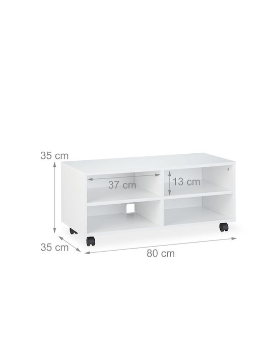 Stand TV cu Roți Alb L35xA80xÎ35cm