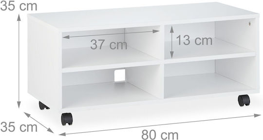 TV-Ständer mit Rädern Weiß M35xT80xH35cm