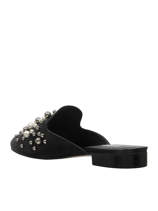 Flat Δερμάτινα Mules σε Μαύρο Χρώμα