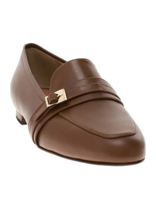 Leather Women's Loafers in Brown Color