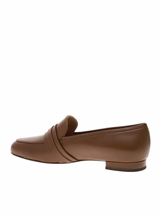 Leather Women's Loafers in Brown Color