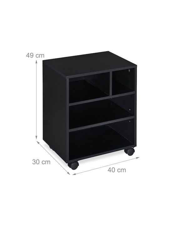 Cabinet de Birou Plastic cu roți în Culoare Neagră, 49x40x30cm