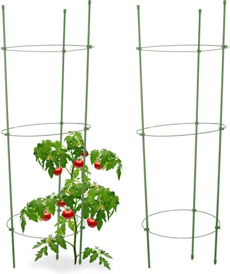 Set 2 Tomato Supports Plastic Relaxdays H 76cm Green