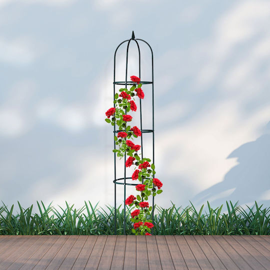 Obelisc de Suport pentru Flori de Grădină Negru Dimensiuni 188 X 40 Cm Relaxdays