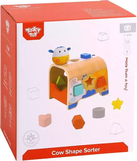 Tooky Toys Παιχνίδι Ταξινόμησης Σχημάτων Αγελάδα από Ξύλο για 12+ Μηνών
