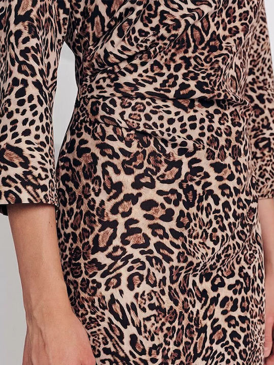 Mini Φόρεμα Ντραπέ Animal Print