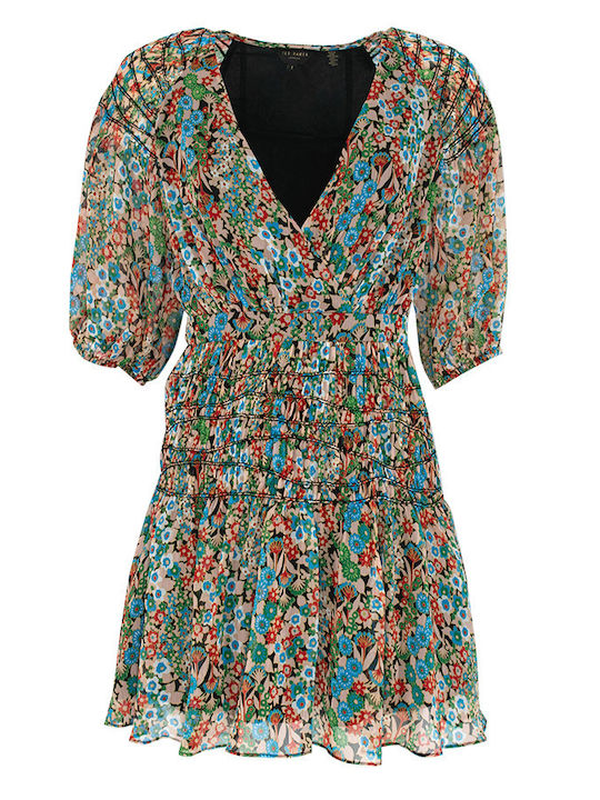 Tiania Καλοκαιρινό Mini Φόρεμα Κρουαζέ Blue/Red/Green