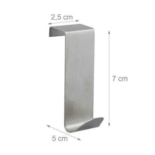 Set 4 cârlige din oțel inoxidabil pentru uși și dulapuri 7 x 2,5 x 5 cm Relaxdays