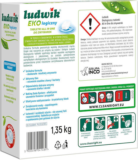 Ludwik All In One Eco-friendly Dishwasher Tablets 75 Pcs