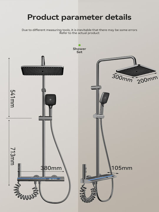 H2O Duschsäule ohne Armatur 30cm Schwarz