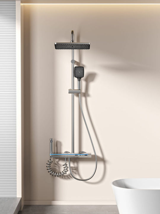 H2O Duschsäule ohne Armatur 30cm Schwarz
