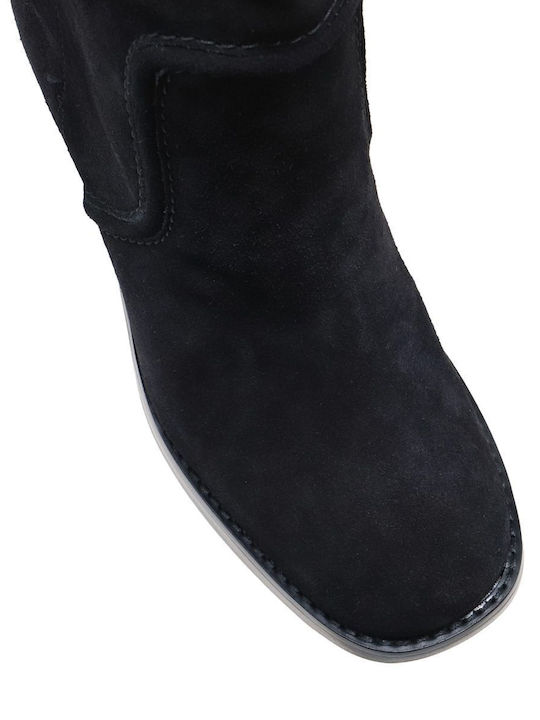 Hayden Suede Γυναικείες Μπότες με Μεσαίο Τακούνι Μαύρες