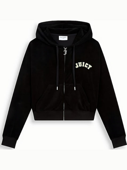 Long Women's Sweatshirt Jacket Hooded Black