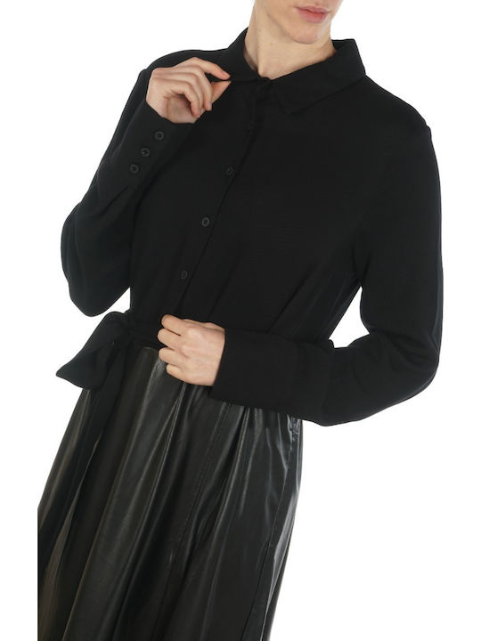 Midi Leather Dress Black
