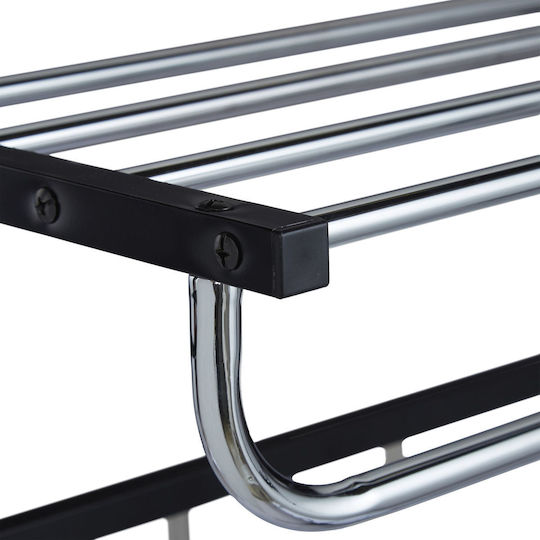 Wall Coat Rack Shelf 4 Hooks Made Steel Dimensions 25 X 60 X 32.5 Cm Black Silver Relaxdays
