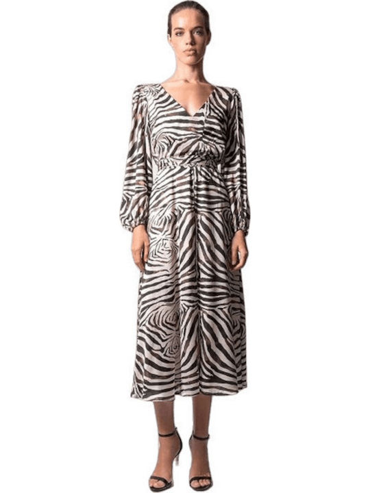 Midi Evening Dress with Slit Black