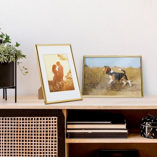 Set 2 Photo Frames 20x30 Cm Gold Relaxdays