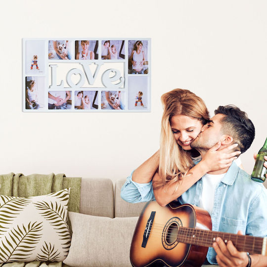 Rama Foto Colaj 10 Imagini Dragoste 36.5 X 72 X 2 Cm Alb Relaxdays