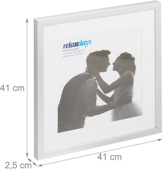 Set aus 2 Fotorahmen Wand Tisch 41 x 41 x 2,5 cm Kunststoff Glas Silber