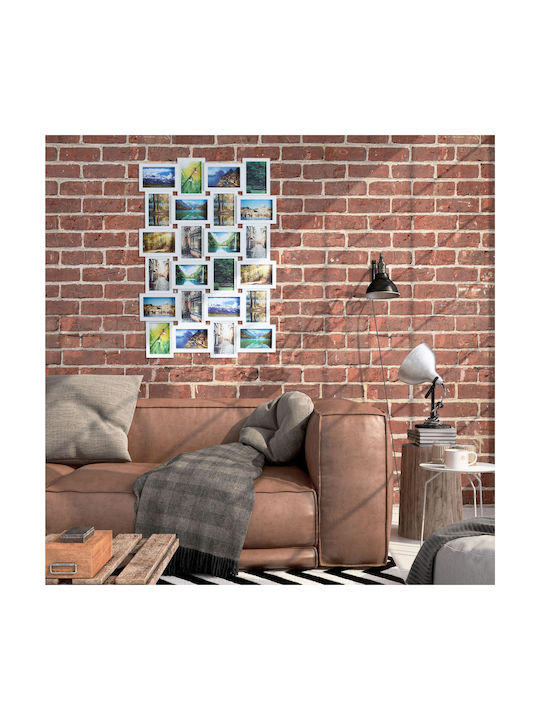 Photo Frame 59 X 86 X 2.5 Cm Collage 24 Photos Different Sizes White