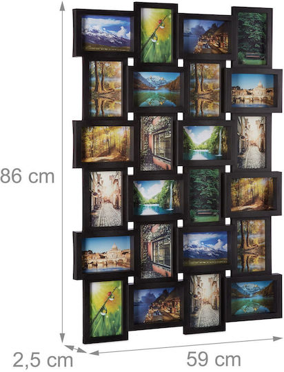 Ramă Foto 59 X 86 X 2.5 Cm Colaj 24 Fotografii Dimensiuni Diferite Negru