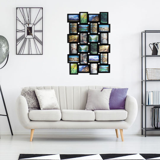Ramă Foto 59 X 86 X 2.5 Cm Colaj 24 Fotografii Dimensiuni Diferite Negru
